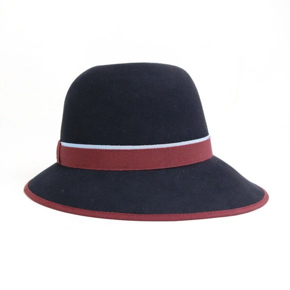 Auth HERMES Hat Black/Bordeaux/Light Blue Wool - Picture 1 of 16